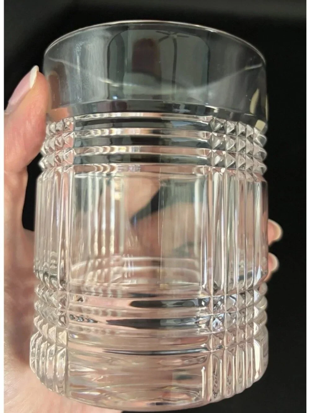Ralph Lauren Glen Plaid Cut Crystal On The Rocks Whiskey Glass Barware Lot of 2